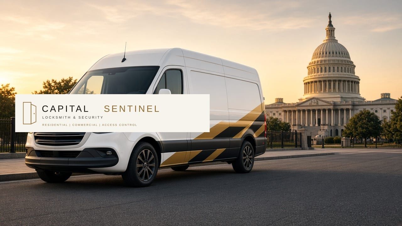 White Capital Sentinel service van with the shop name on the door